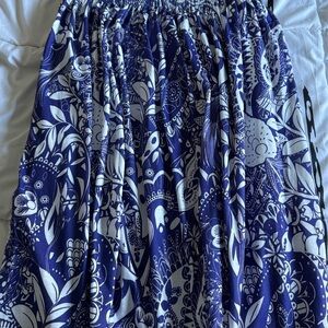 Blue and White Floral Strapless Sundress | Large